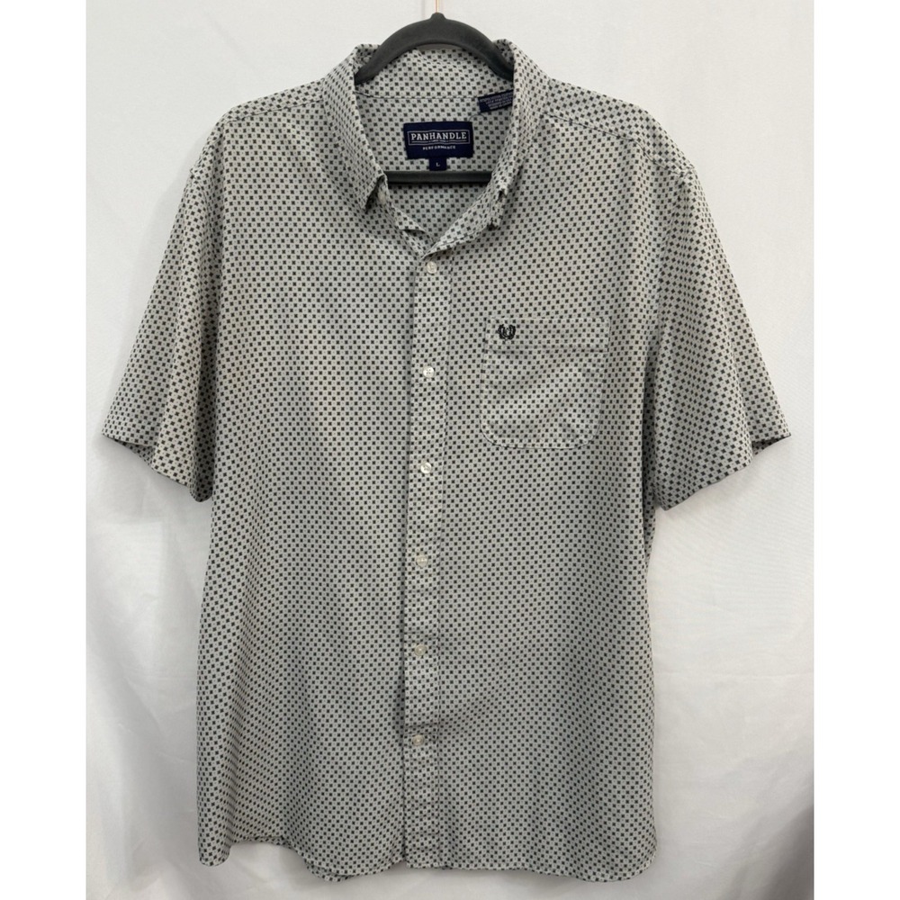 Panhandle‎ Performance Short Sleeve Gray Pattern Button Down Mens Size L